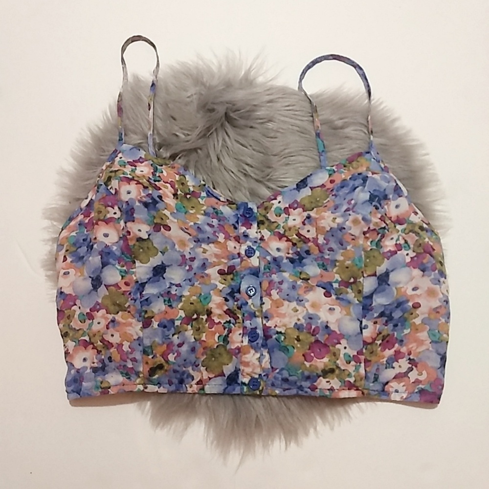 Dainty Hooligan Floral Button Down Crop Top M